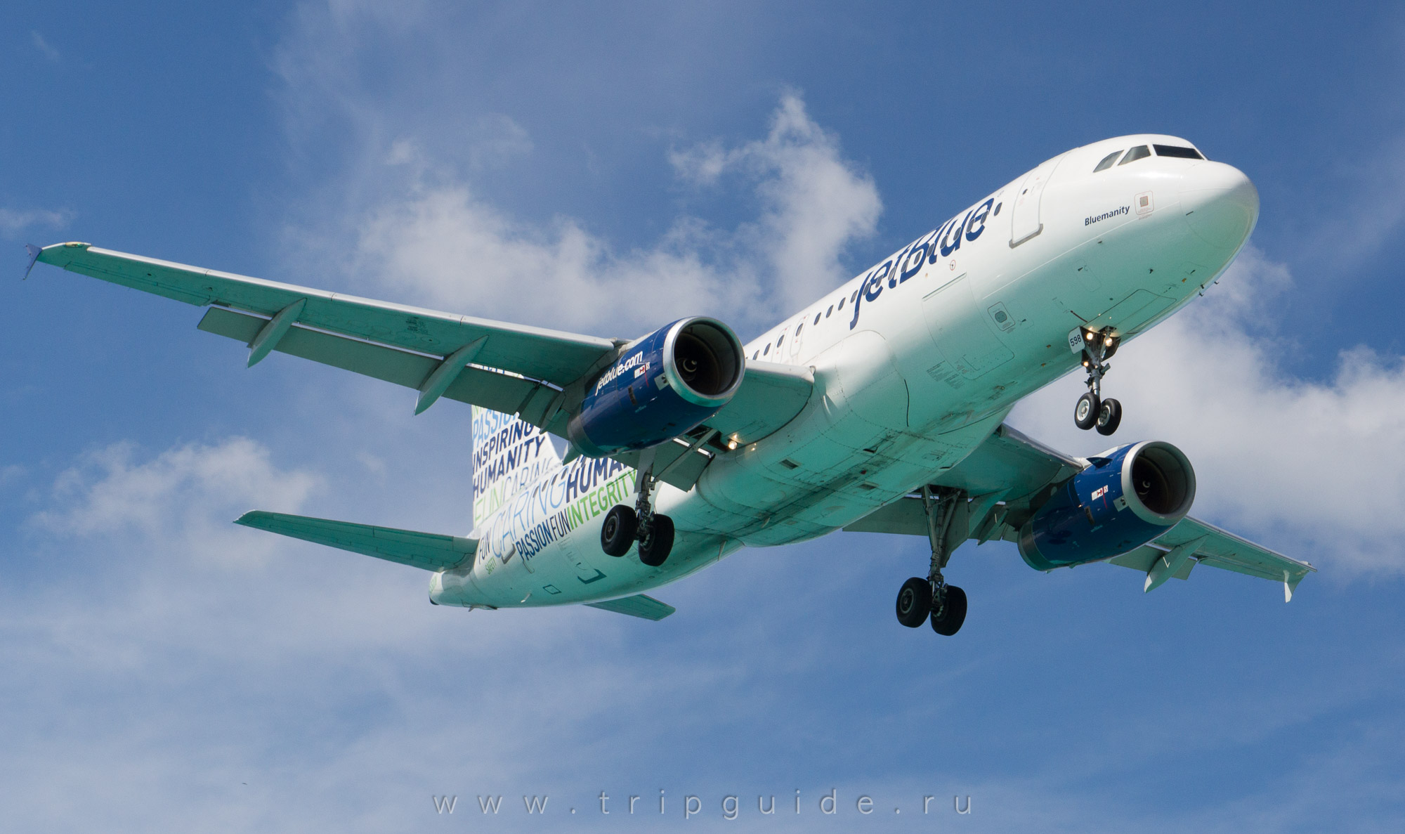 Самолет A320 авиакомпании JetBlue из Нью-Йорка (JFK) Самолет A320 авиакомпании JetBlue из Нью-Йорка (JFK)