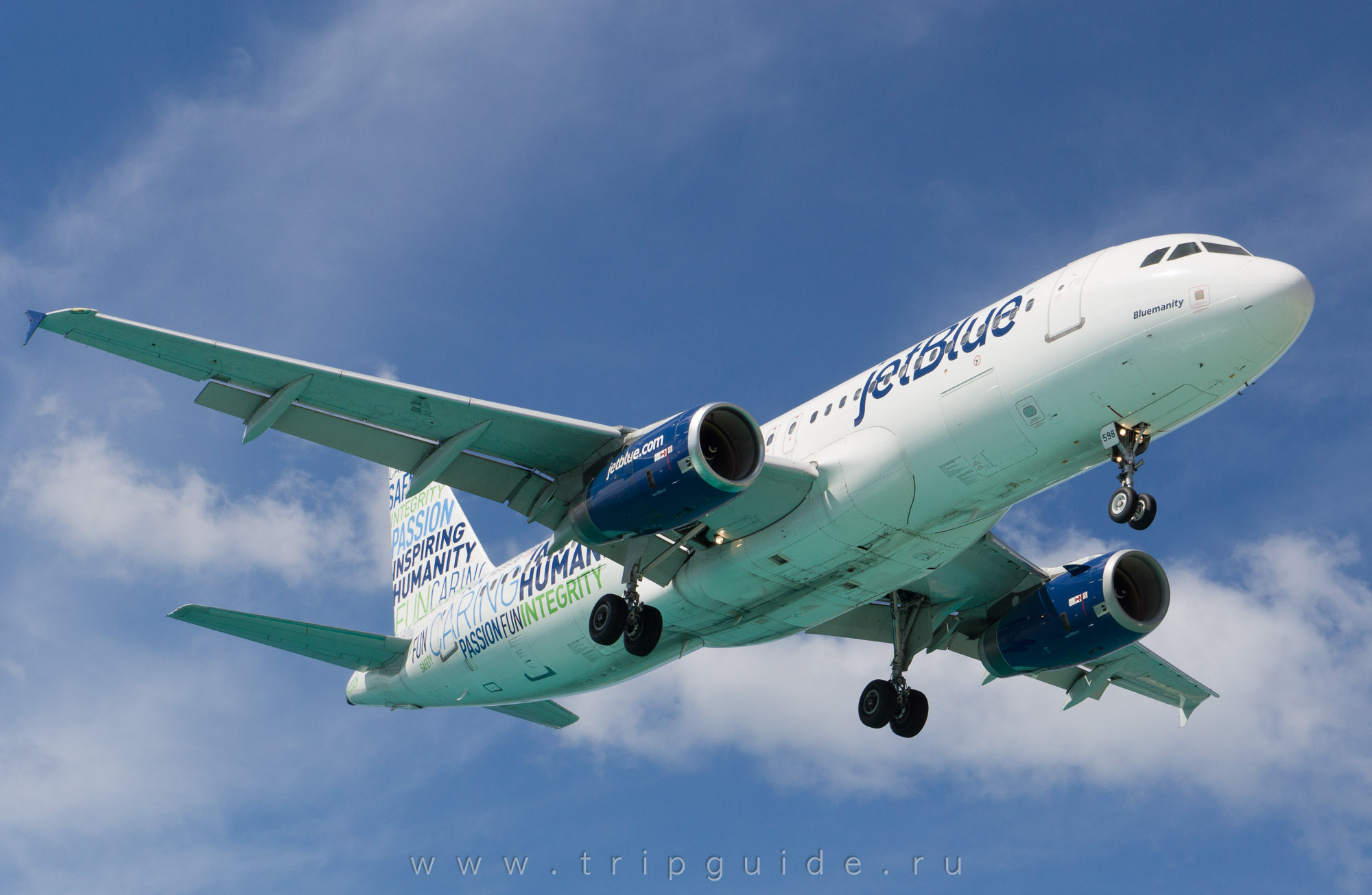 Самолет A320 авиакомпании JetBlue из Нью-Йорка (JFK) Самолет A320 авиакомпании JetBlue из Нью-Йорка (JFK)